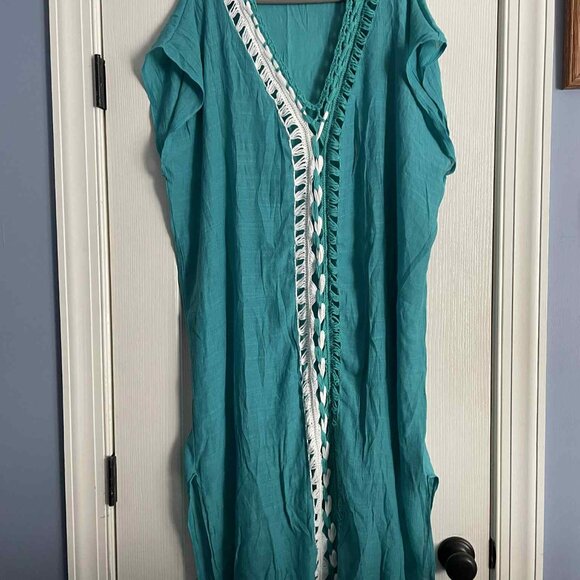 Cover Up / Tunic - NWT - Aqua - One size fits most - Picture 2 of 2